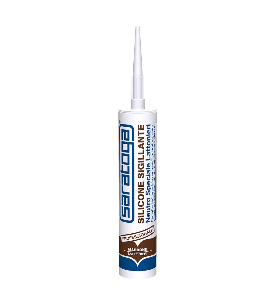 SILICONE NEUTRO "LATTONIERI" COLORE MARRONE -390 GR - SARATOGA.